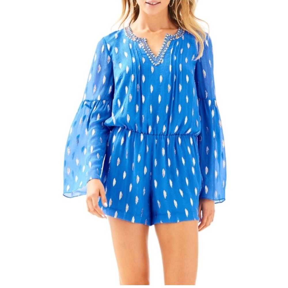 Lily Pulitzer- Ariele silk romper, blue